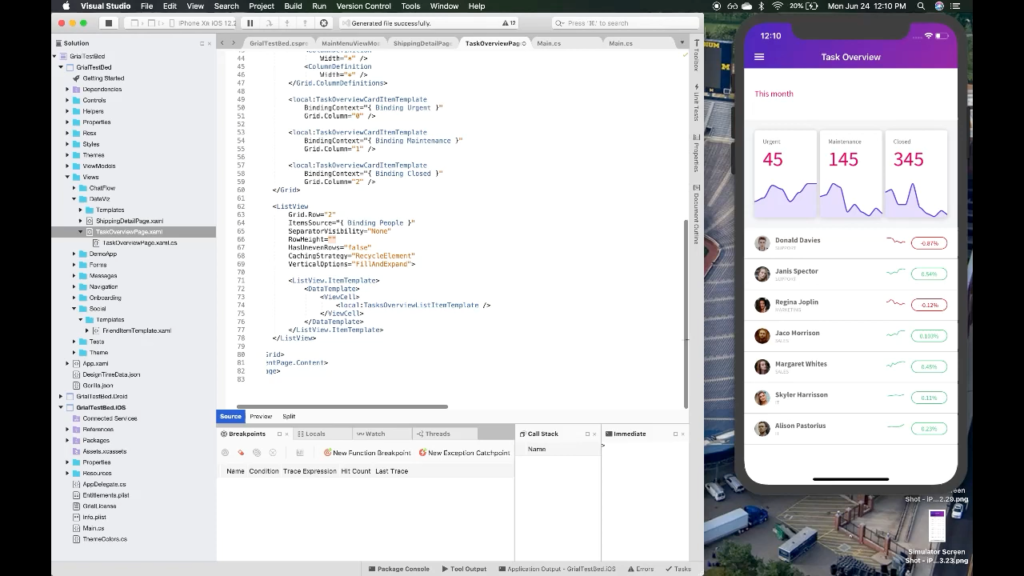visual studio for mac bring up the wiziwig